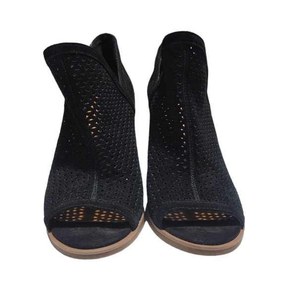 Lucky Brand Black Suede Leather Peep Toe High Heel Bootie Women's Size 9.5 - Picture 8 of 9